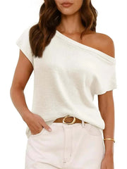 Women's Casual Off-the-Shoulder Knit Shirt