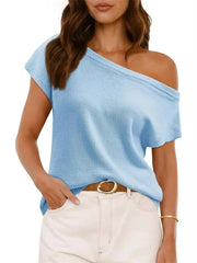 Women's Casual Off-the-Shoulder Knit Shirt
