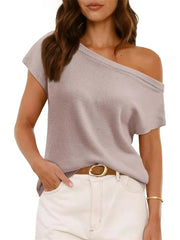 Women's Casual Off-the-Shoulder Knit Shirt