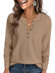 Women's Long Sleeve Waffle Knit Shirt