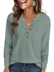 Women's Long Sleeve Waffle Knit Shirt