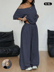Women's Off Shoulder Loungewear Two Piece Set