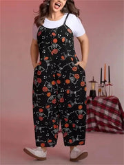 Women's Pumpkin Skeleton Pajama Jumpsuit