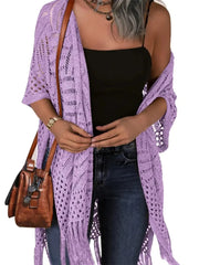 Women's Boho Fringe Crochet Long Cover Up