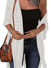 Women's Boho Fringe Crochet Long Cover Up