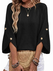 Women's Oversized 3/4 Sleeve Knit Pullover Top