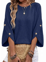 Women's Oversized 3/4 Sleeve Knit Pullover Top