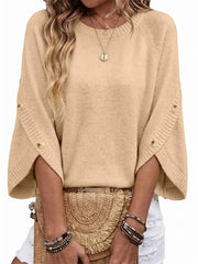 Women's Oversized 3/4 Sleeve Knit Pullover Top