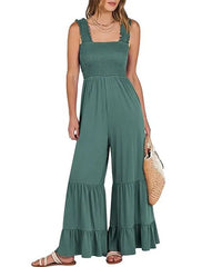 Women's Sleeveless High Waist Wide Leg Jumpsuit with Pockets
