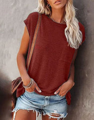 Summer Solid Color Round Neck Short Sleeve T-shirt