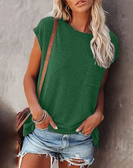 Summer Solid Color Round Neck Short Sleeve T-shirt