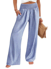 Women's High Waisted Gingham Palazzo Pants