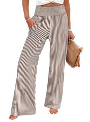 Women's High Waisted Striped Palazzo Pants