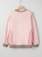 Women's Color Block Patchwork Waffle Knit Sweatshirt