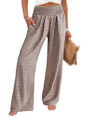 Women's Valentine's Gingham Wide-Leg Pants