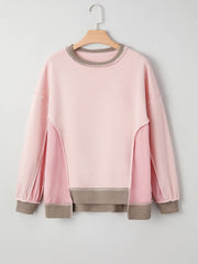 Women's Color Block Patchwork Waffle Knit Sweatshirt