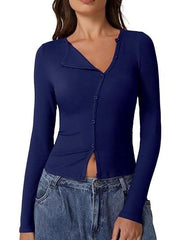 Women's Long Sleeve Ribbed Crewneck Tops