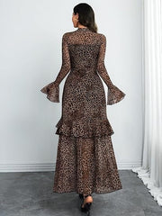 Valentine's Sheer Leopard Maxi Dress