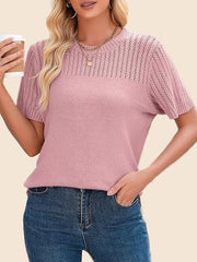 Women's Summer Hollow Out Short Sleeve Knit Tops