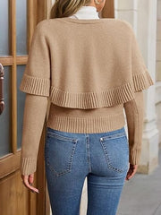 Women's Long Sleeve Fall Knit Cape Sweaters