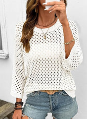 Women's Crochet 3/4 Length Sleeve Shirts