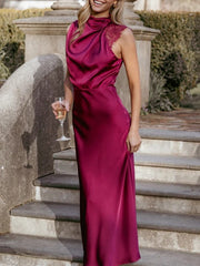 Women's Halter Neck Lace Maxi Dress
