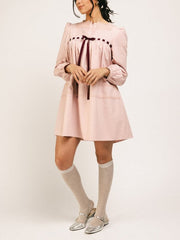 Women's Valentine's Pink Ruffled Bow Dress