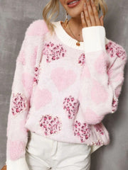 Women's Frilly Pearl Heart Sweater