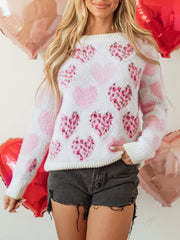 Women's Frilly Pearl Heart Sweater