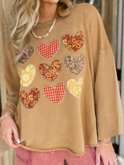 Women's Vintage Patchwork Heart Sweatshirt