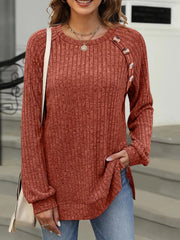 Women's Casual Long Sleeve Knit Tunic Top