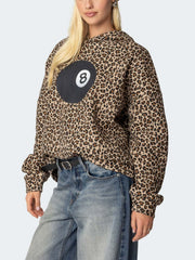 Women's Lucky 8 Billiard Leopard Print Hoodie