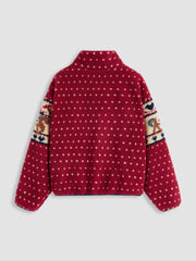 Women's Fleece Collar Graphic Jacket
