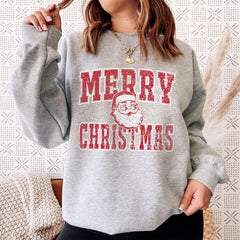 Vintage Distressed Merry Christmas Santa Sweatshirt
