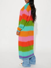 Women's Vibrant Striped Long Cardigan