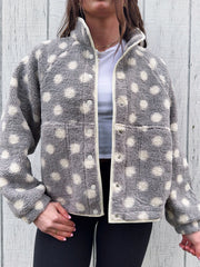 Women's Cozy Polka Dot Teddy Fleece Coat