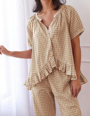 Women's 2 Piece Gingham Pajama Set