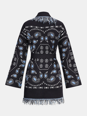Women's Belted Fringe Knit Cardigan