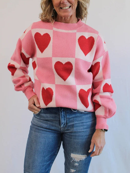 Women Love Print Loose Casual Sweaters