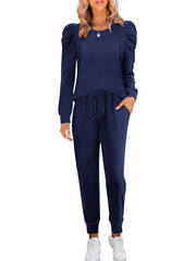 Women's Puff Sleeve Long-Sleeve Two-Piece Set