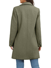 Women's Winter Notch Lapel Double Breasted Long Blazer Overcoat