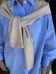 Women's Stripe Shirt with Shawl Overlay