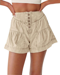 Women's Summer Button Up High Waisted Denim Shorts