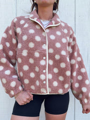 Women's Cozy Polka Dot Teddy Fleece Coat