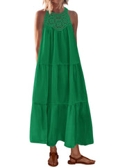 2026 Women's Boho Sleeveless Hollow Out Maxi Dress