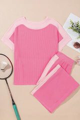 Women's Color-Block Corded 2pcs Outfit