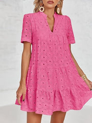 Women's Summer Eyelet Casual Flowy Babydoll Dresses