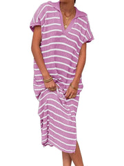 Women's Spring Striped Lightweight Soft Knit Maxi Dress