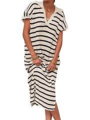 Women's Spring Striped Lightweight Soft Knit Maxi Dress