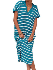 Women's Spring Striped Lightweight Soft Knit Maxi Dress